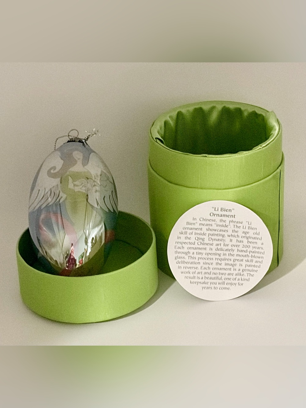 Pier 1 Angel Teardrop 2006 Hand Painted Li Bien Glass Christmas Ornament in Box